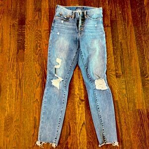 Lucky brand distressed button up high rise skinny jeans